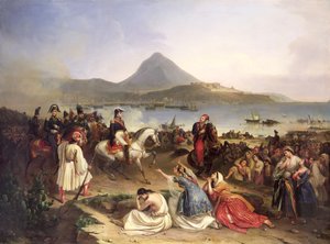 لقاء بين الجنرال نيكولاس جوزيف ميزون (1771-1840) وإبراهيم باشا (1789-1848) في نافارينو ، سبتمبر 1828 ، 1838
